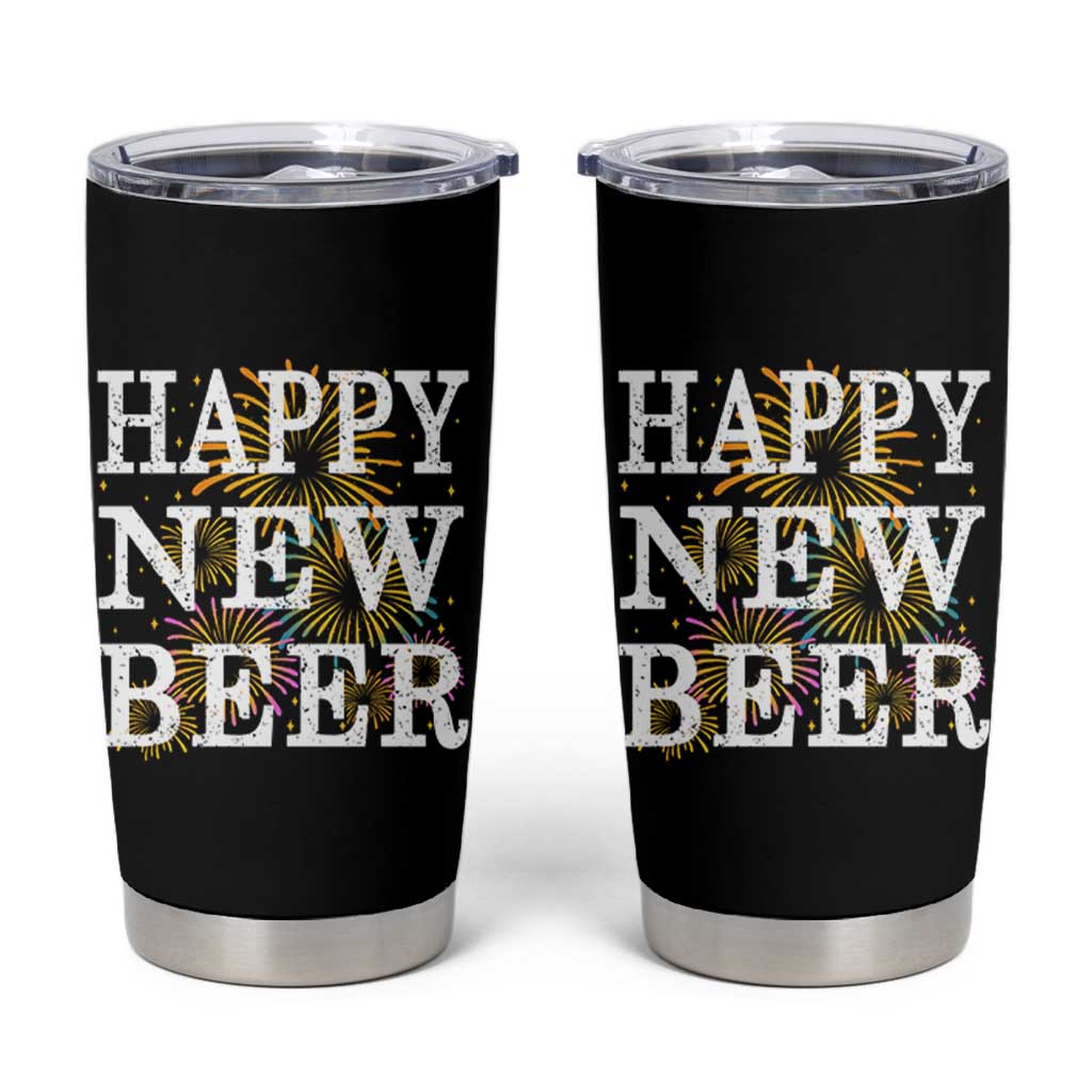 Funny Happy New Beer New Year Tumbler Cup NYE Party Beer Lover Firework - Wonder Print Shop