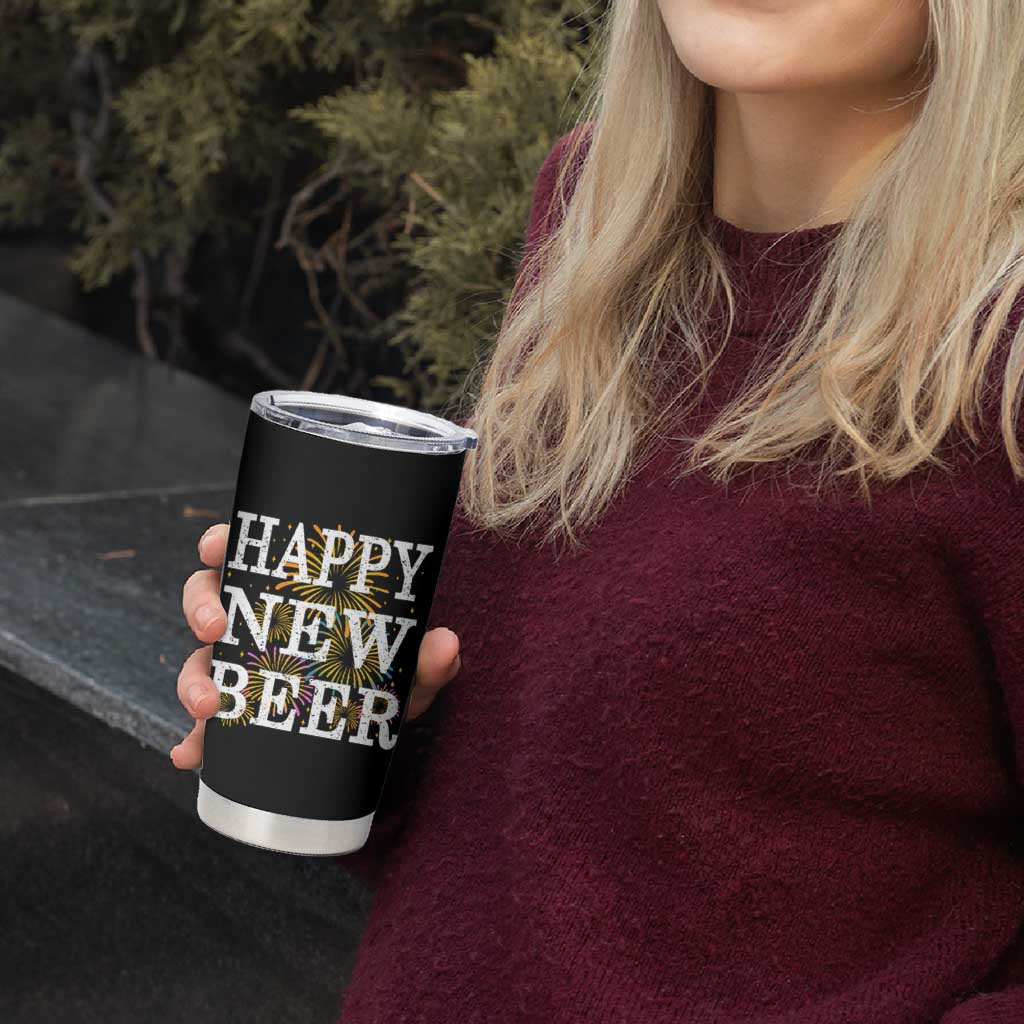 Funny Happy New Beer New Year Tumbler Cup NYE Party Beer Lover Firework - Wonder Print Shop