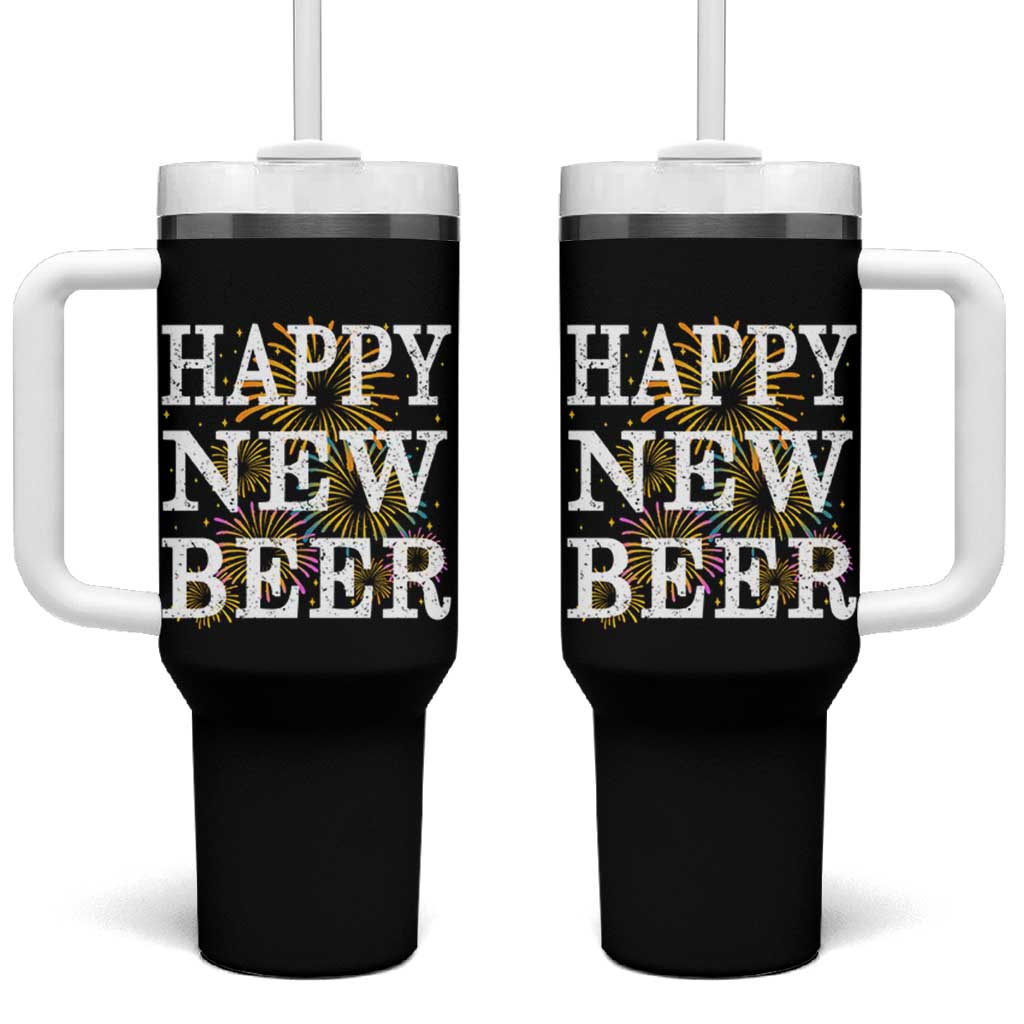 Funny Happy New Beer New Year Tumbler With Handle NYE Party Beer Lover Firework - Wonder Print Shop