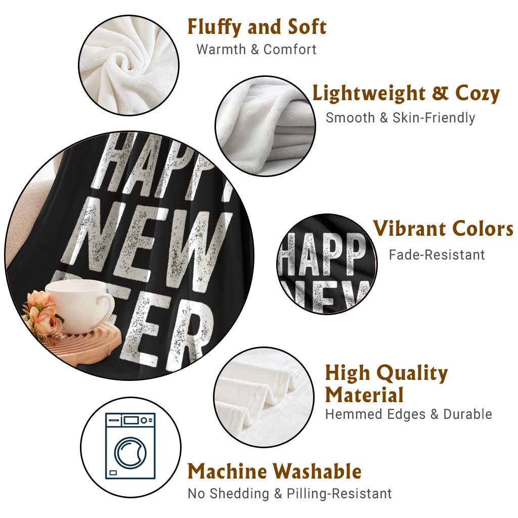 Funny Happy New Beers New Year Throw Blanket NYE Party Beer Lover - Wonder Print Shop