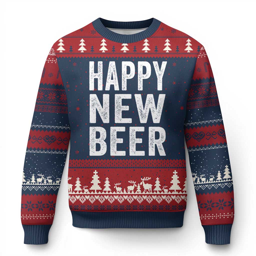 Funny Happy New Beers New Year Ugly Christmas Sweater NYE Party Beer Lover - Wonder Print Shop