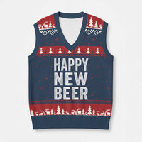 Funny Happy New Beers New Year V-Neck Knit Sweater Vest NYE Party Beer Lover - Wonder Print Shop