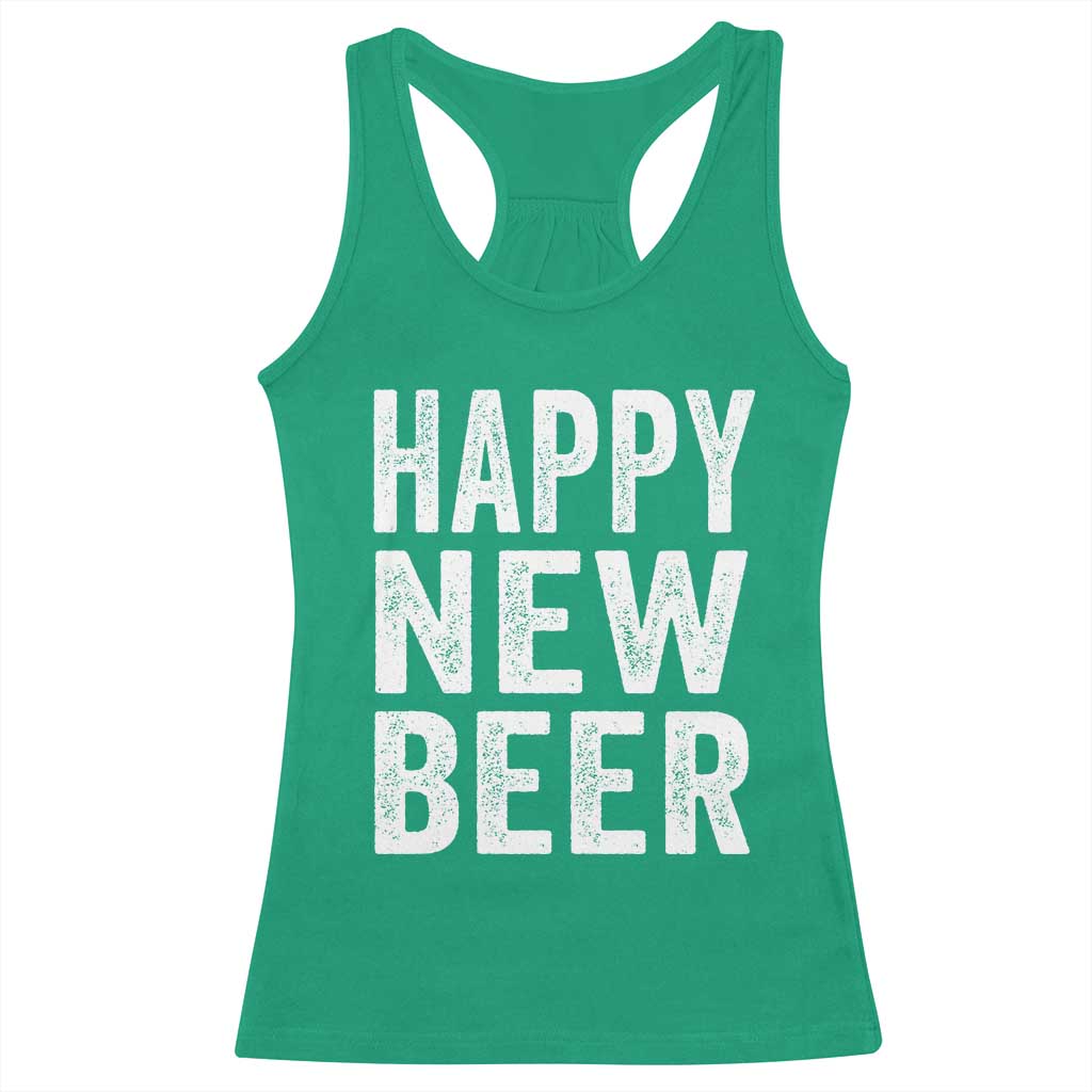 Funny Happy New Beers New Year Racerback Tank Top NYE Party Beer Lover - Wonder Print Shop