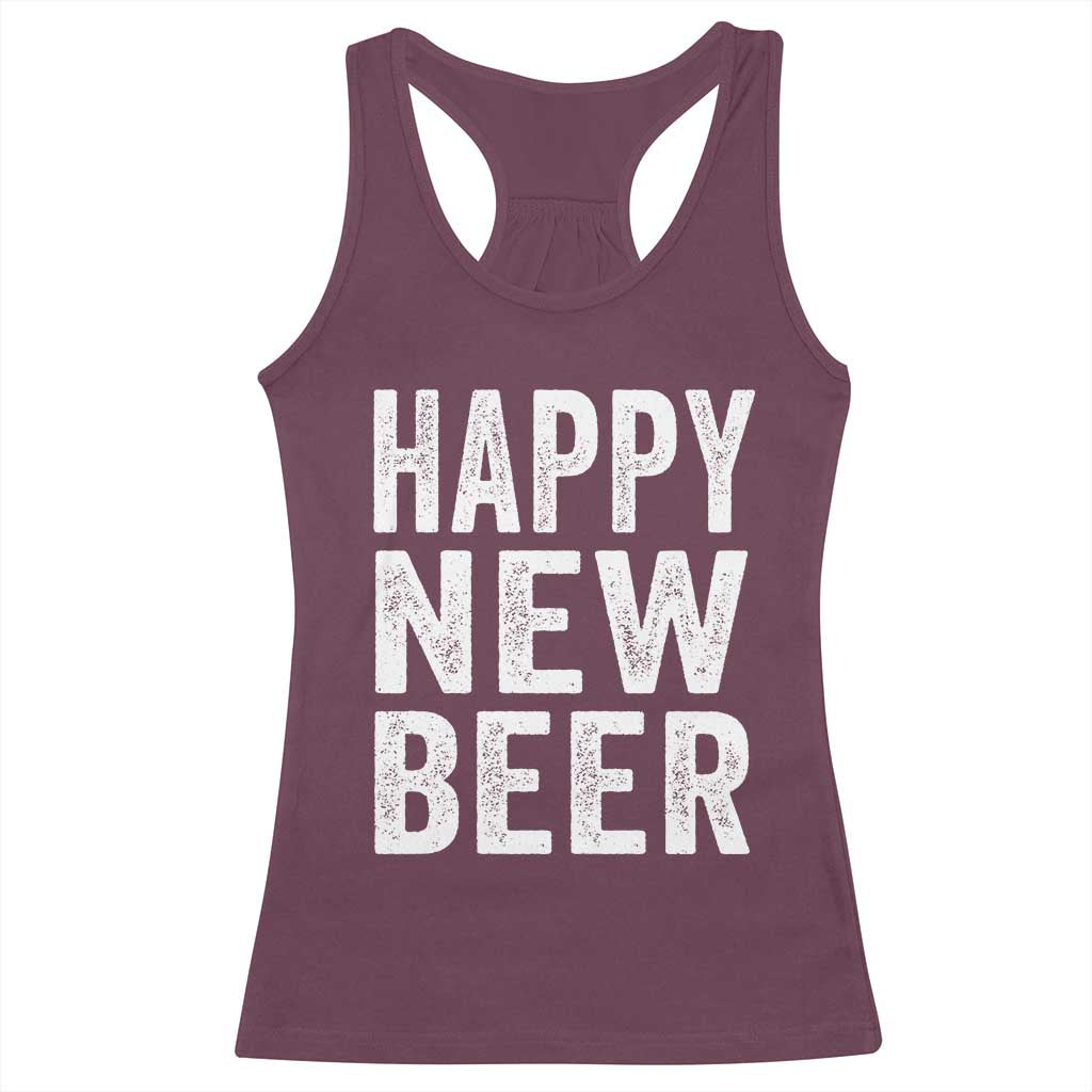 Funny Happy New Beers New Year Racerback Tank Top NYE Party Beer Lover - Wonder Print Shop