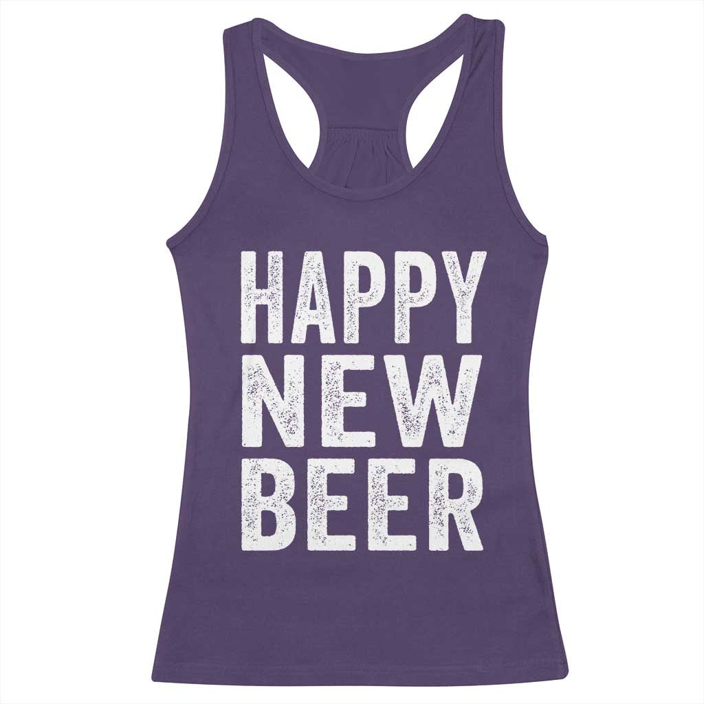 Funny Happy New Beers New Year Racerback Tank Top NYE Party Beer Lover - Wonder Print Shop