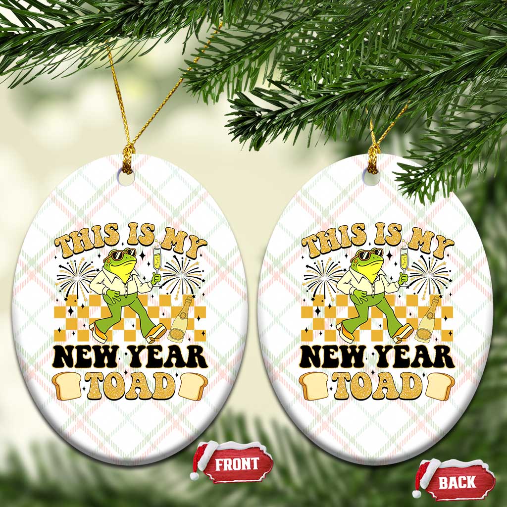 Funny New Years Eve Ceramic Ornament This Is My New Year Toad Frog Pun - Wonder Print Shop