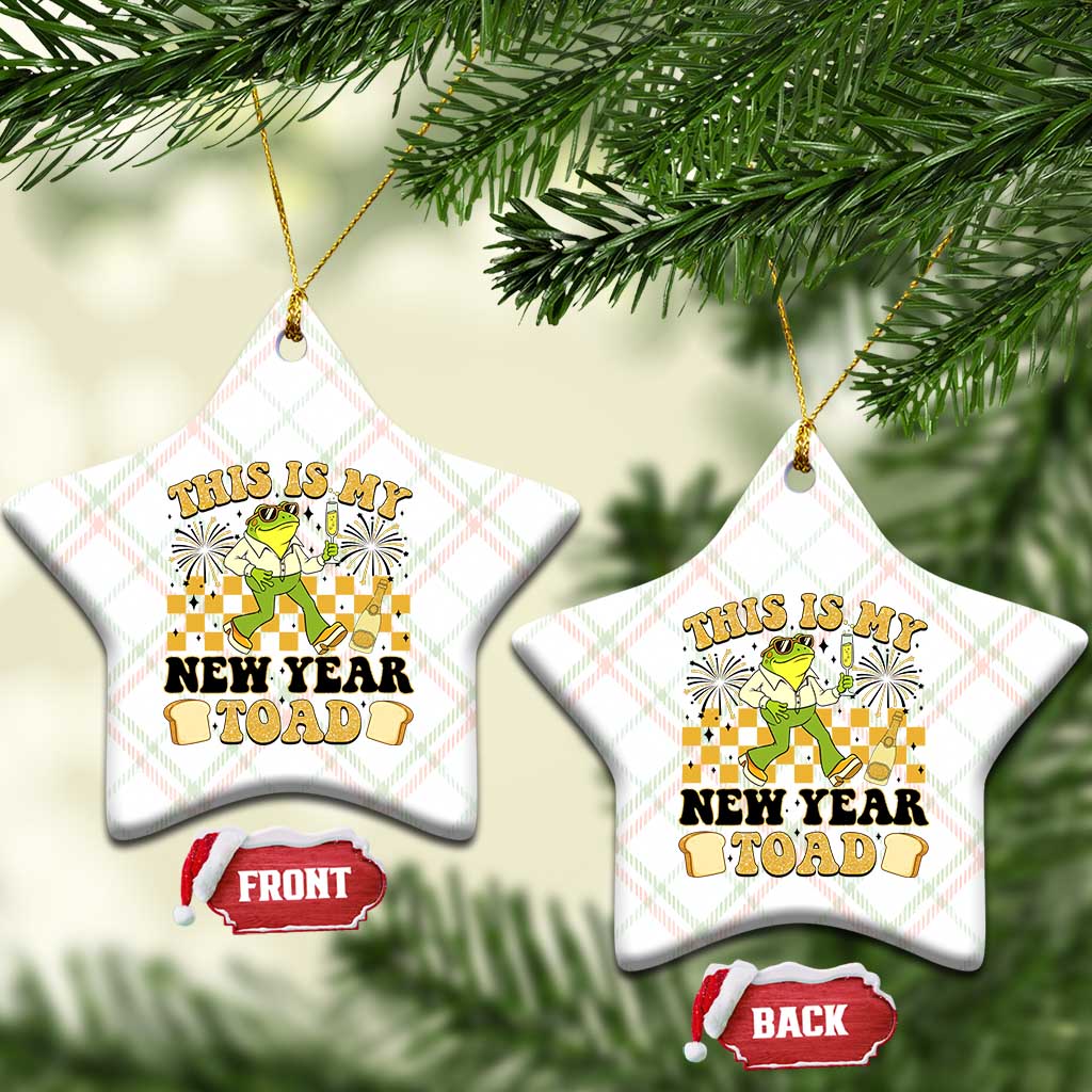 Funny New Years Eve Ceramic Ornament This Is My New Year Toad Frog Pun - Wonder Print Shop