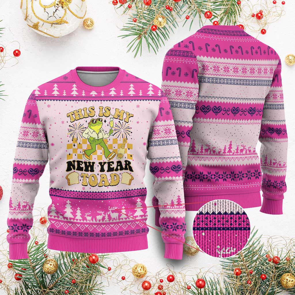 Funny New Years Eve Ugly Christmas Sweater This Is My New Year Toad Frog Pun - Wonder Print Shop