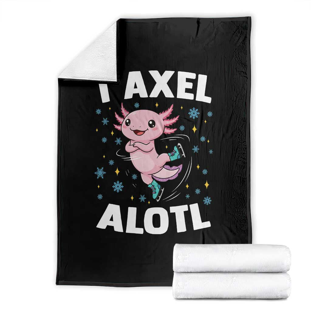 Funny Axolotl Ice Skating Throw Blanket I Axel Alotl Winter Sport - Wonder Print Shop