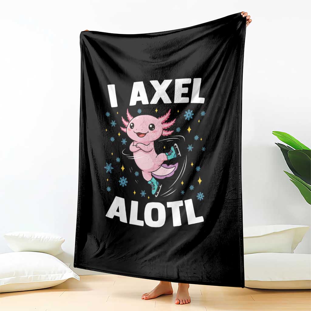 Funny Axolotl Ice Skating Throw Blanket I Axel Alotl Winter Sport - Wonder Print Shop