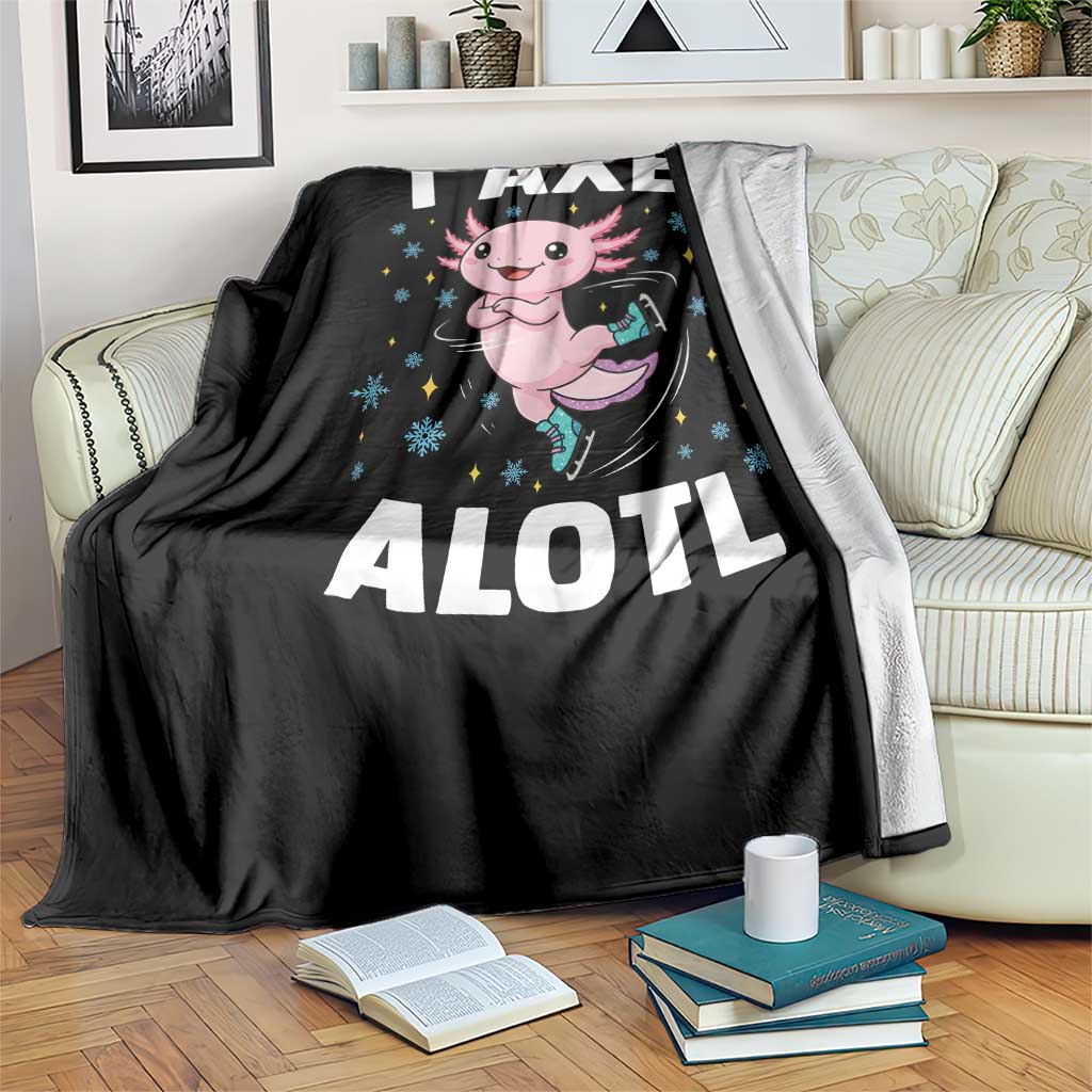 Funny Axolotl Ice Skating Throw Blanket I Axel Alotl Winter Sport - Wonder Print Shop