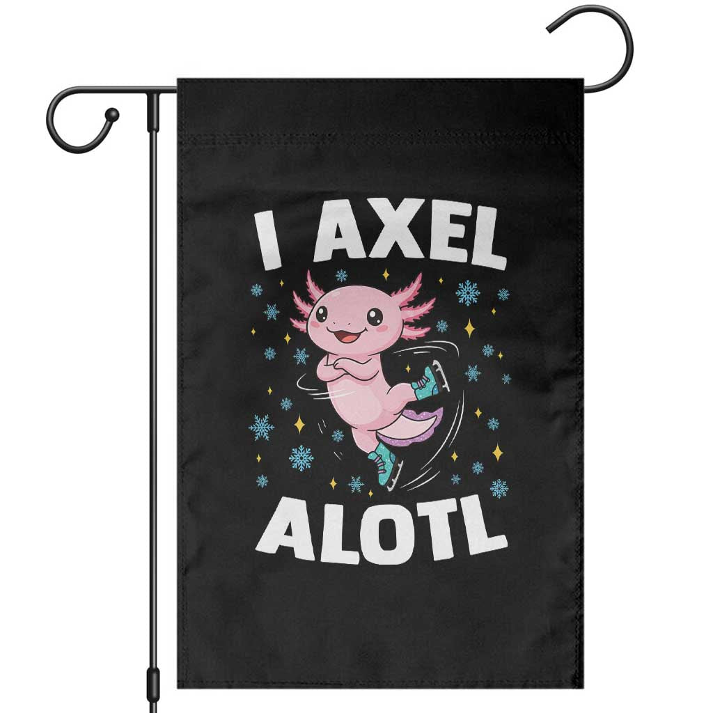 Funny Axolotl Ice Skating Garden Flag I Axel Alotl Winter Sport - Wonder Print Shop