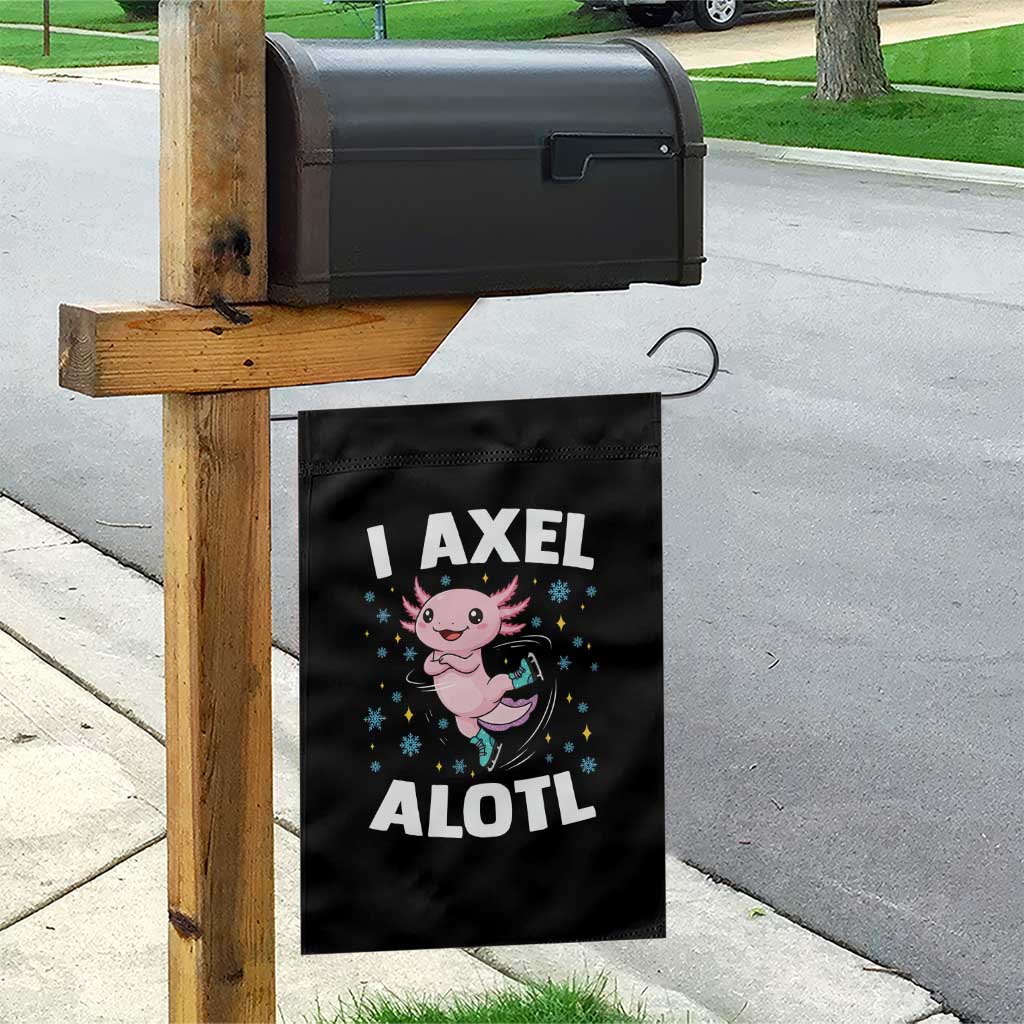 Funny Axolotl Ice Skating Garden Flag I Axel Alotl Winter Sport - Wonder Print Shop