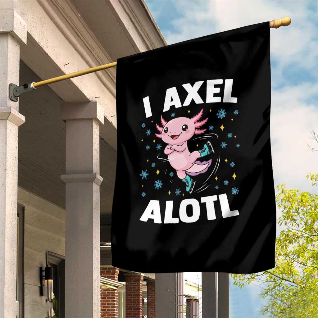 Funny Axolotl Ice Skating Garden Flag I Axel Alotl Winter Sport - Wonder Print Shop
