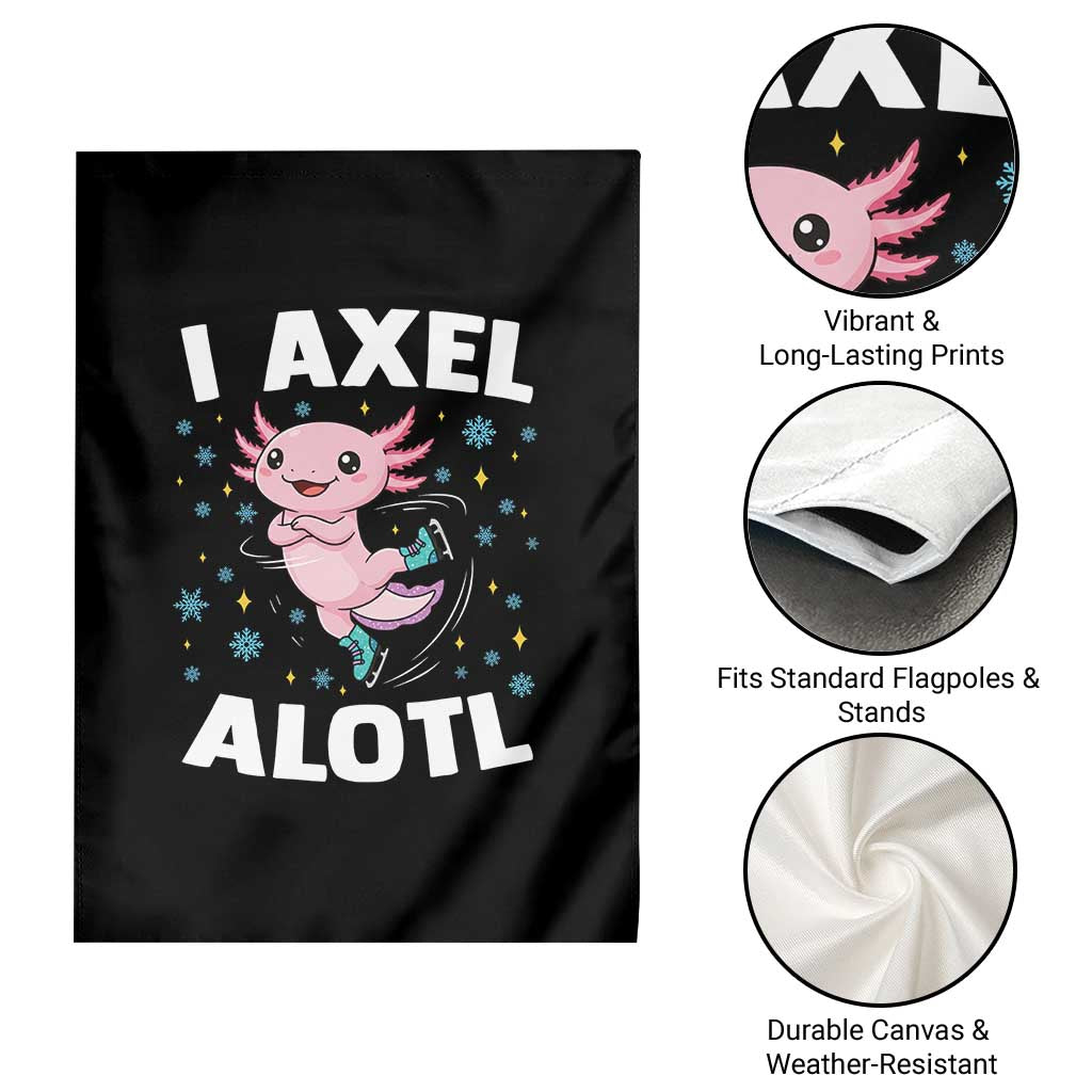 Funny Axolotl Ice Skating Garden Flag I Axel Alotl Winter Sport - Wonder Print Shop