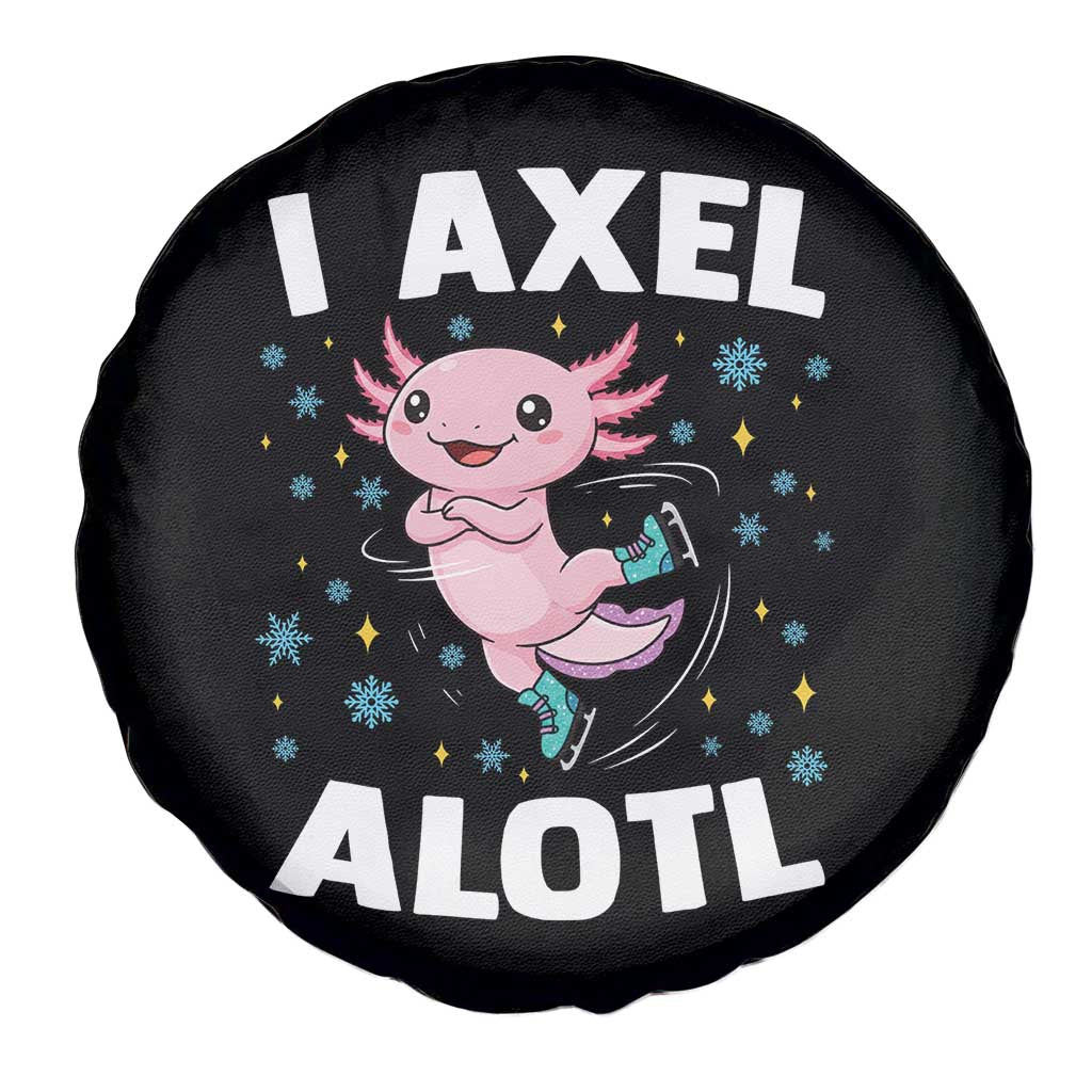 Funny Axolotl Ice Skating Spare Tire Cover I Axel Alotl Winter Sport - Wonder Print Shop
