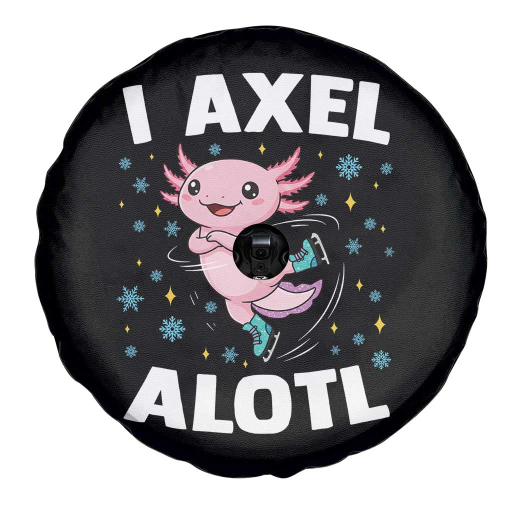 Funny Axolotl Ice Skating Spare Tire Cover I Axel Alotl Winter Sport - Wonder Print Shop