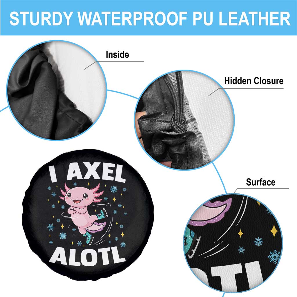 Funny Axolotl Ice Skating Spare Tire Cover I Axel Alotl Winter Sport - Wonder Print Shop