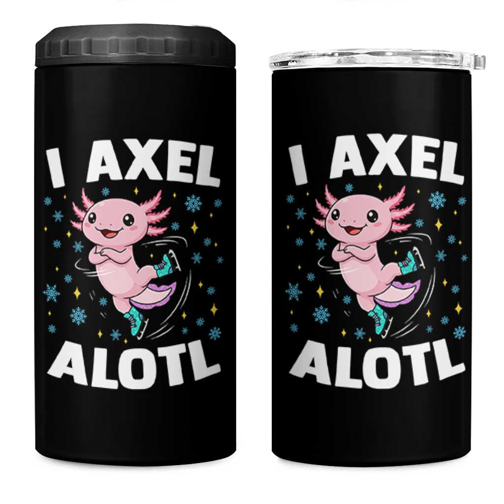 Funny Axolotl Ice Skating 4 in 1 Can Cooler Tumbler I Axel Alotl Winter Sport - Wonder Print Shop