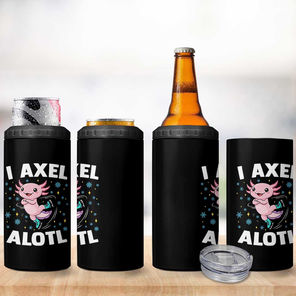 Funny Axolotl Ice Skating 4 in 1 Can Cooler Tumbler I Axel Alotl Winter Sport - Wonder Print Shop