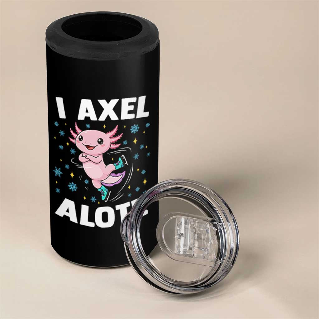 Funny Axolotl Ice Skating 4 in 1 Can Cooler Tumbler I Axel Alotl Winter Sport - Wonder Print Shop