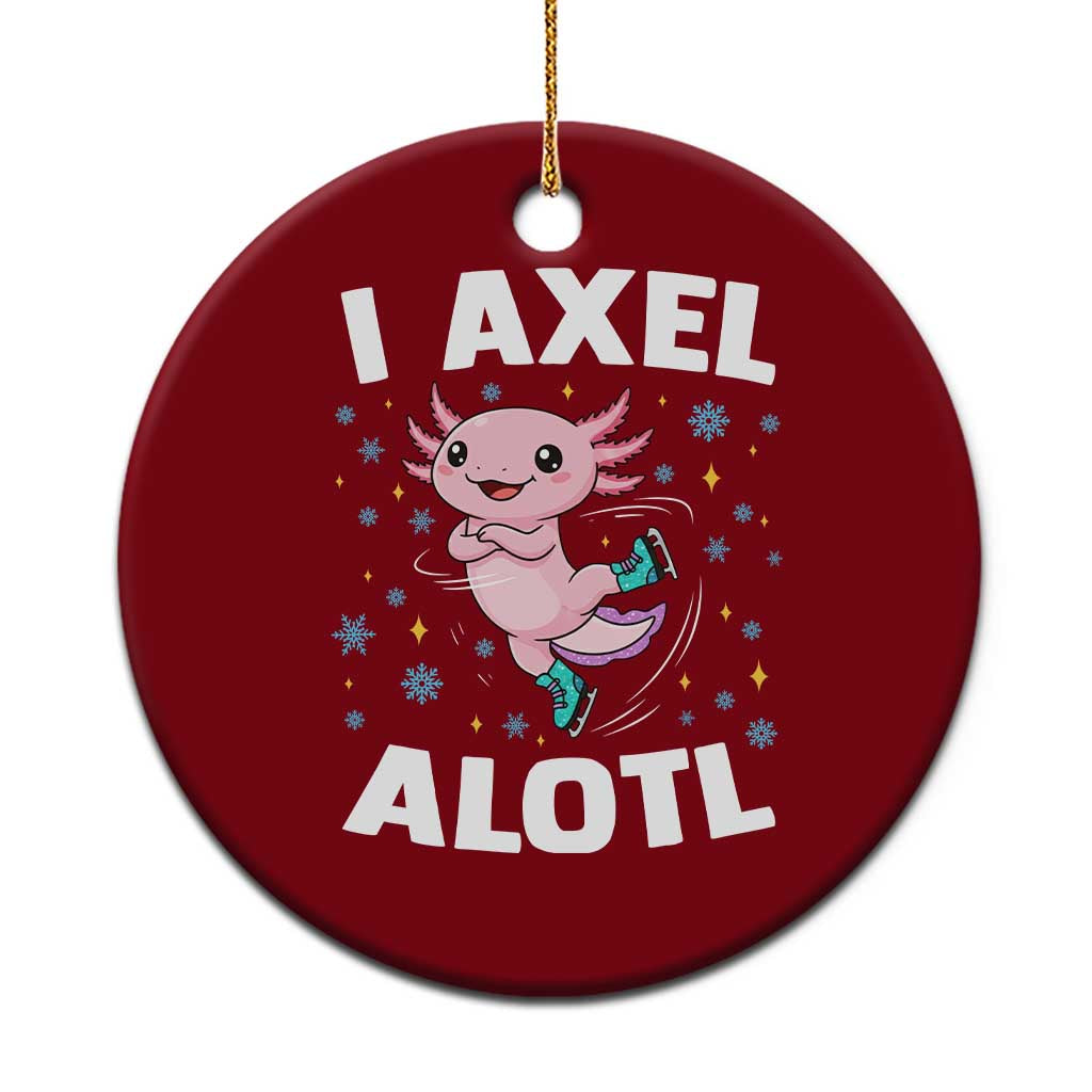 Funny Axolotl Ice Skating Ceramic Ornament I Axel Alotl Winter Sport - Wonder Print Shop