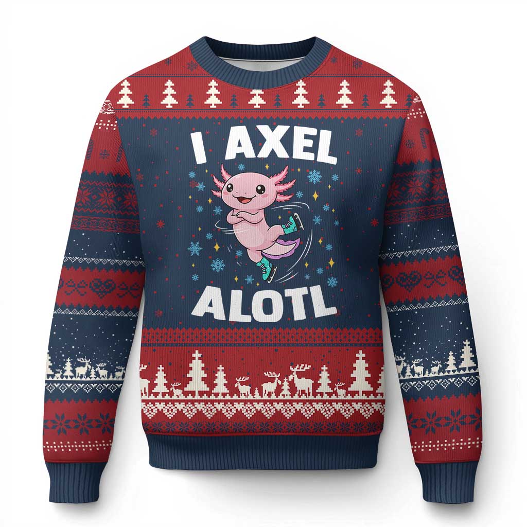 Funny Axolotl Ice Skating Ugly Christmas Sweater I Axel Alotl Winter Sport - Wonder Print Shop