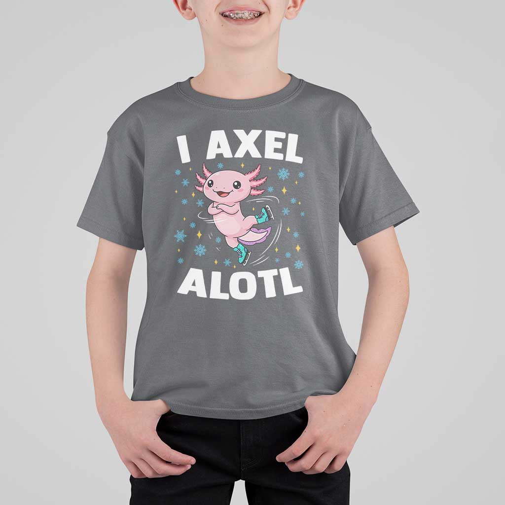 Funny Axolotl Ice Skating T Shirt For Kid I Axel Alotl Winter Sport - Wonder Print Shop