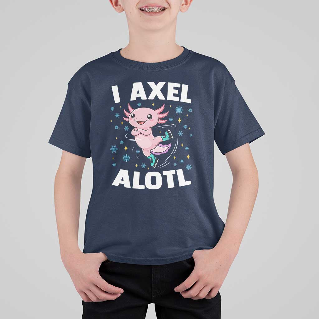Funny Axolotl Ice Skating T Shirt For Kid I Axel Alotl Winter Sport - Wonder Print Shop
