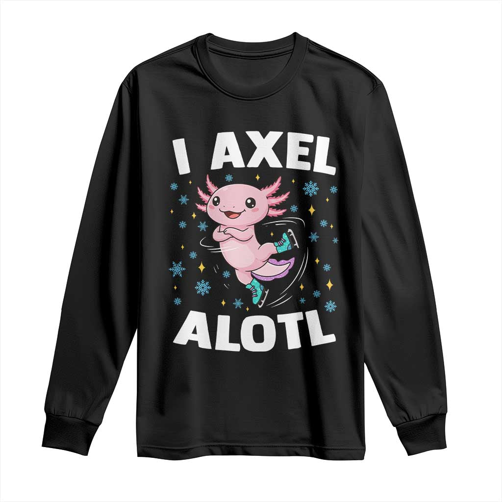 Funny Axolotl Ice Skating Long Sleeve Shirt I Axel Alotl Winter Sport - Wonder Print Shop