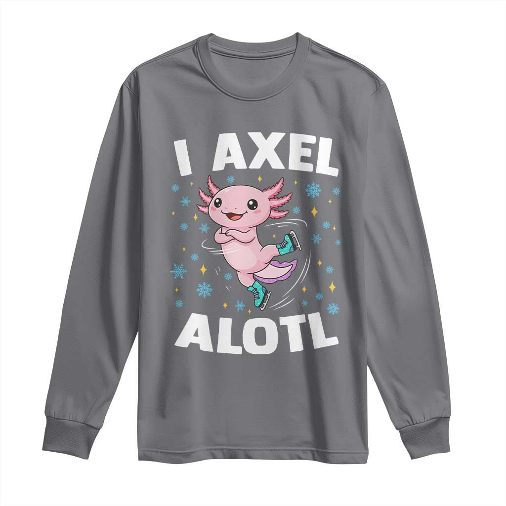Funny Axolotl Ice Skating Long Sleeve Shirt I Axel Alotl Winter Sport - Wonder Print Shop