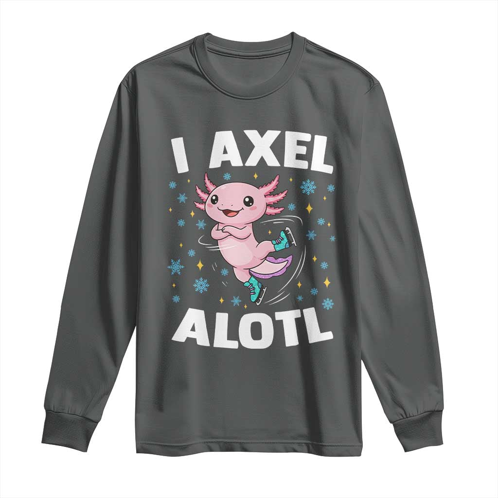 Funny Axolotl Ice Skating Long Sleeve Shirt I Axel Alotl Winter Sport - Wonder Print Shop