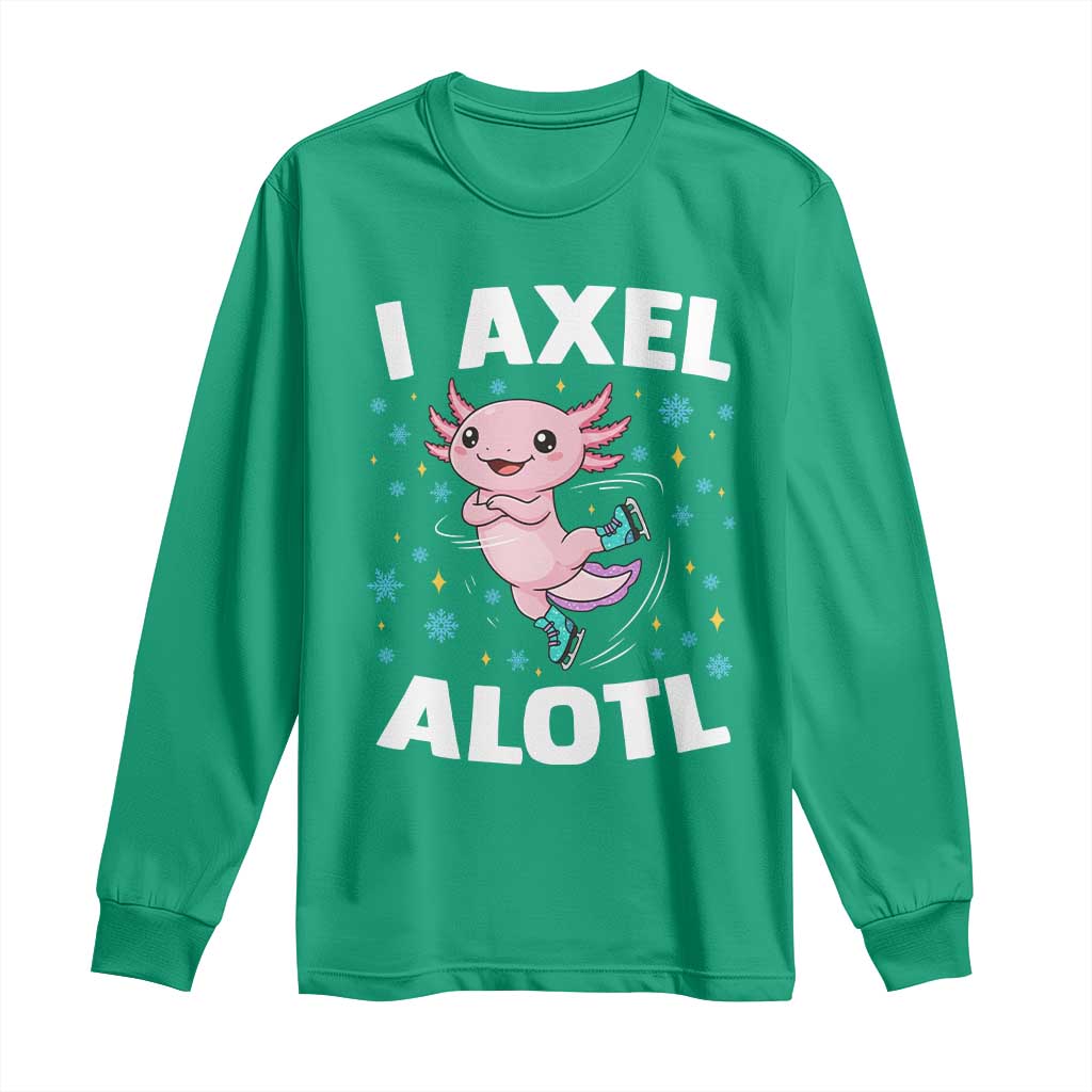 Funny Axolotl Ice Skating Long Sleeve Shirt I Axel Alotl Winter Sport - Wonder Print Shop