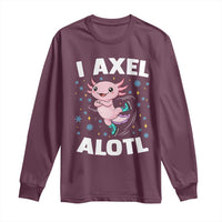 Funny Axolotl Ice Skating Long Sleeve Shirt I Axel Alotl Winter Sport - Wonder Print Shop