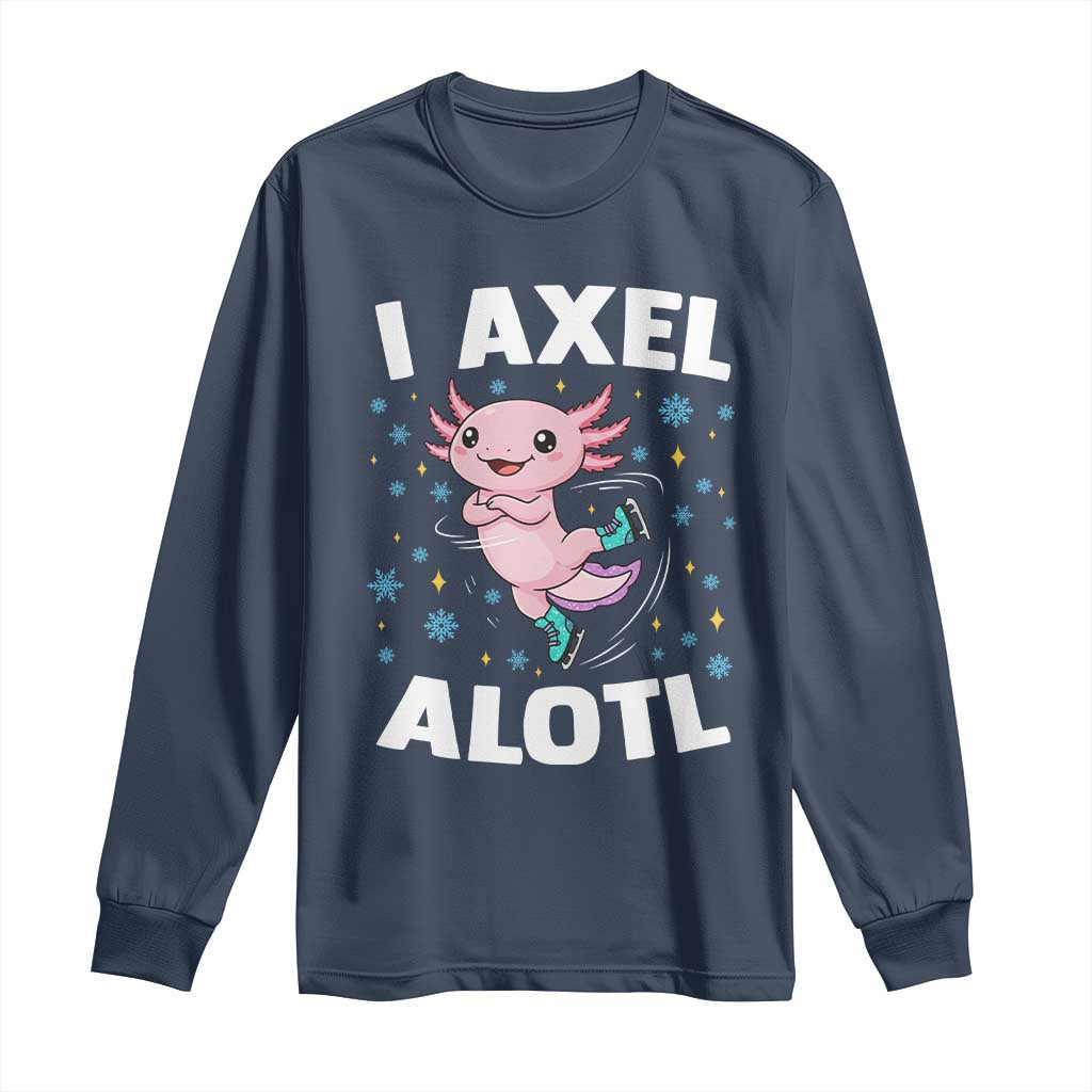 Funny Axolotl Ice Skating Long Sleeve Shirt I Axel Alotl Winter Sport - Wonder Print Shop
