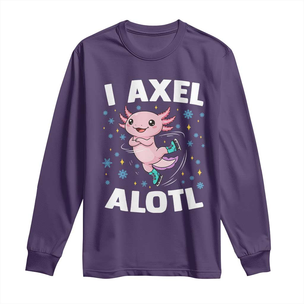 Funny Axolotl Ice Skating Long Sleeve Shirt I Axel Alotl Winter Sport - Wonder Print Shop