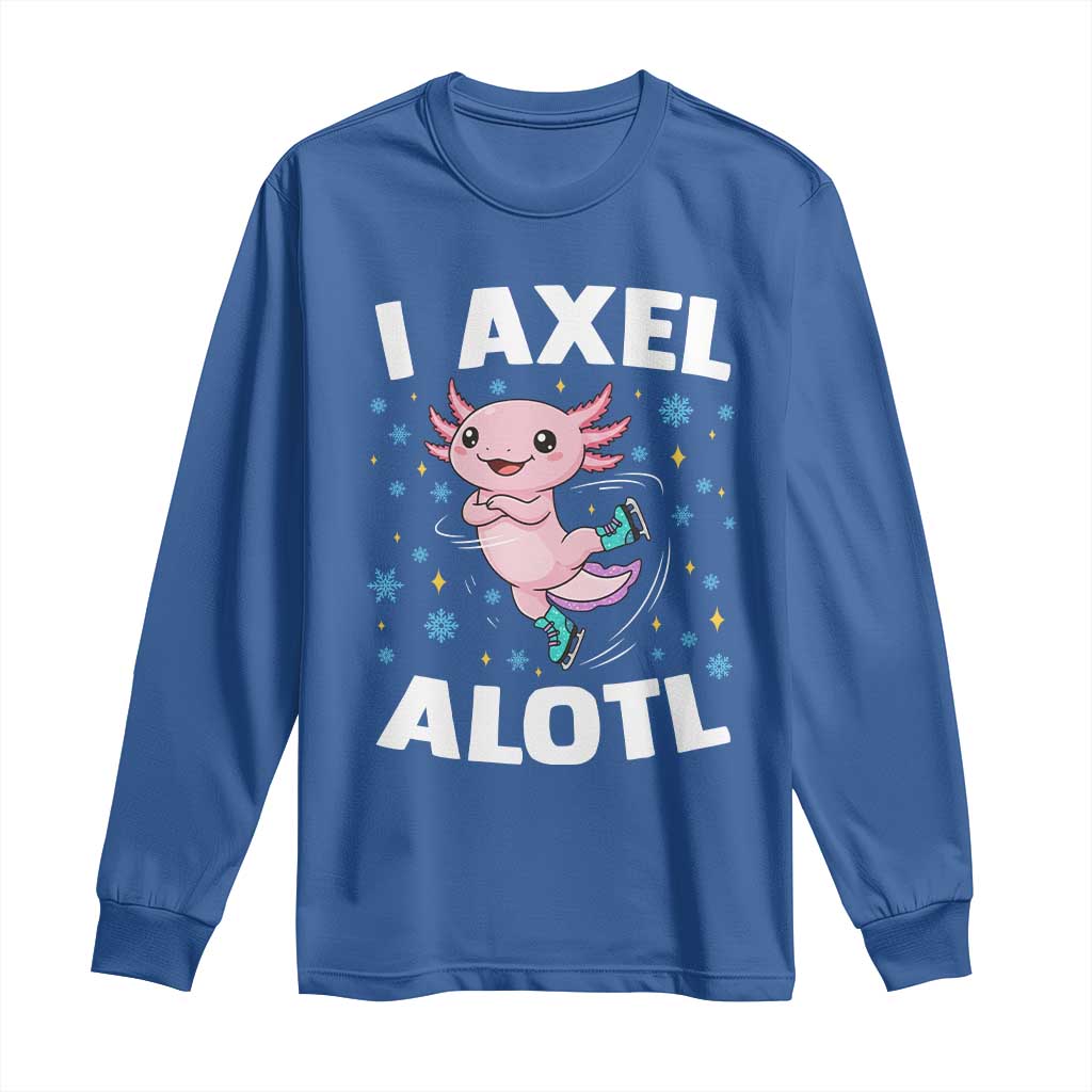 Funny Axolotl Ice Skating Long Sleeve Shirt I Axel Alotl Winter Sport - Wonder Print Shop