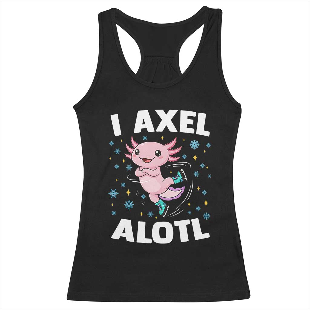 Funny Axolotl Ice Skating Racerback Tank Top I Axel Alotl Winter Sport - Wonder Print Shop