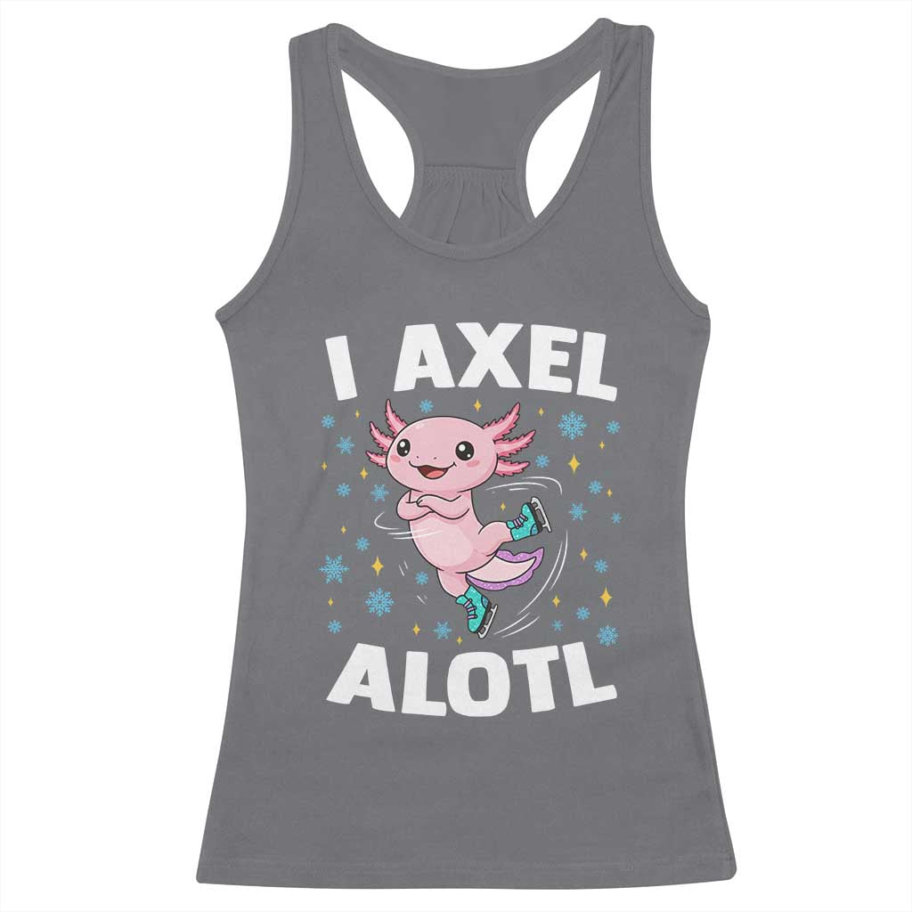 Funny Axolotl Ice Skating Racerback Tank Top I Axel Alotl Winter Sport - Wonder Print Shop