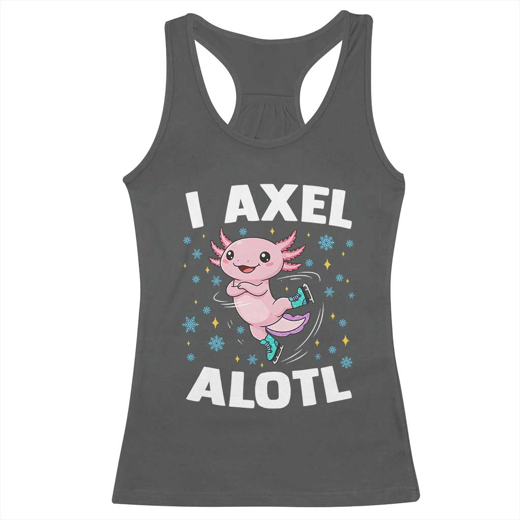 Funny Axolotl Ice Skating Racerback Tank Top I Axel Alotl Winter Sport - Wonder Print Shop