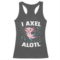 Funny Axolotl Ice Skating Racerback Tank Top I Axel Alotl Winter Sport - Wonder Print Shop