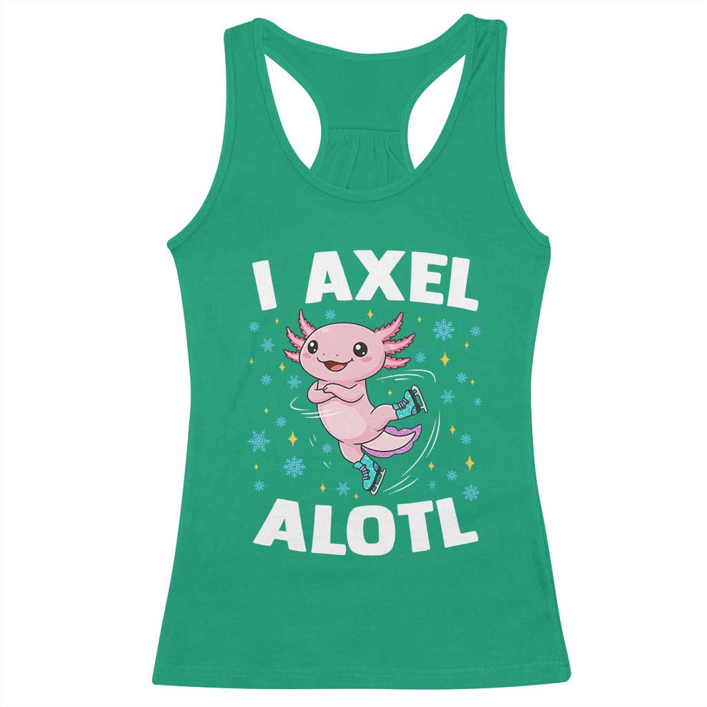 Funny Axolotl Ice Skating Racerback Tank Top I Axel Alotl Winter Sport - Wonder Print Shop