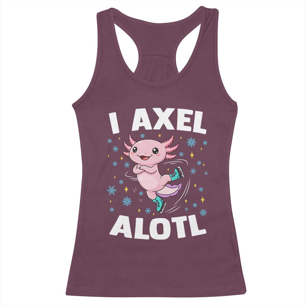 Funny Axolotl Ice Skating Racerback Tank Top I Axel Alotl Winter Sport - Wonder Print Shop