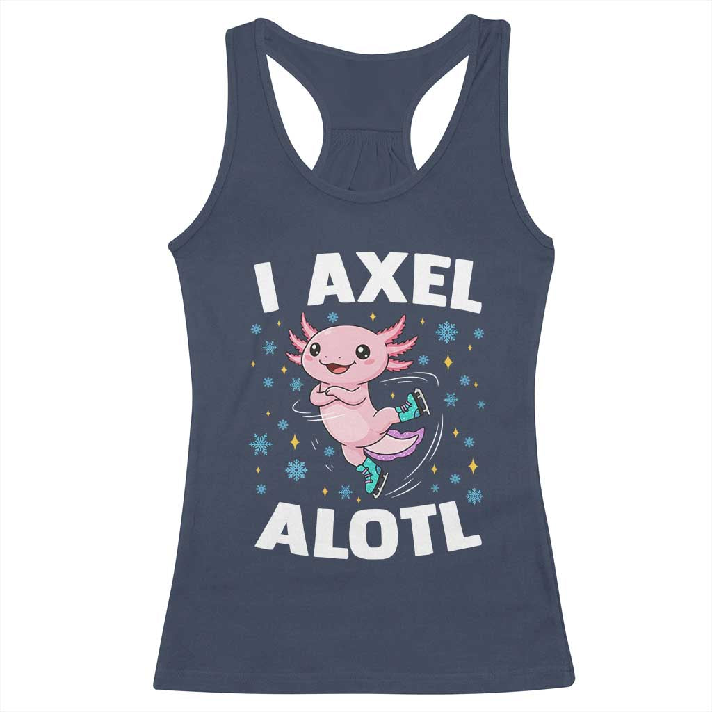 Funny Axolotl Ice Skating Racerback Tank Top I Axel Alotl Winter Sport - Wonder Print Shop