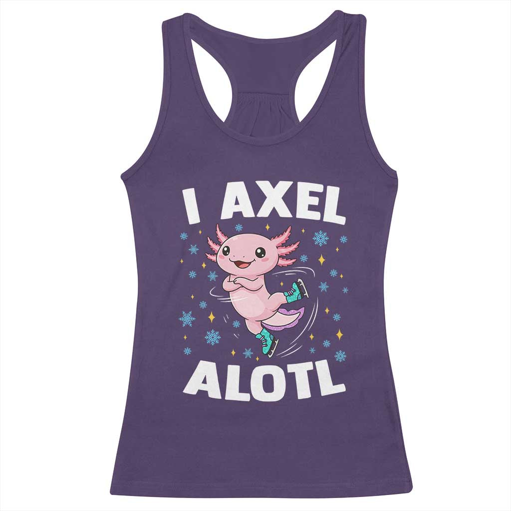 Funny Axolotl Ice Skating Racerback Tank Top I Axel Alotl Winter Sport - Wonder Print Shop