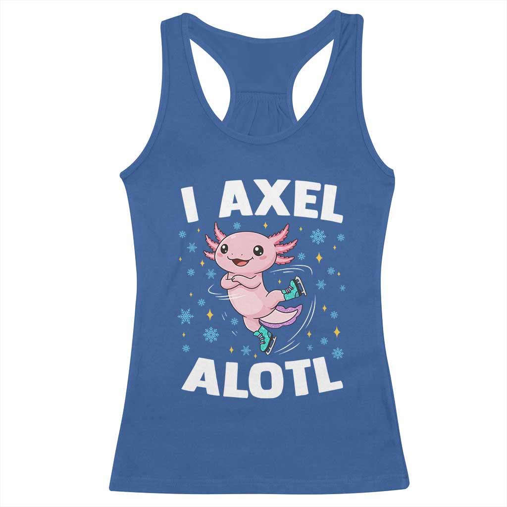 Funny Axolotl Ice Skating Racerback Tank Top I Axel Alotl Winter Sport - Wonder Print Shop