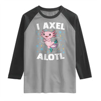 Funny Axolotl Ice Skating Raglan Shirt I Axel Alotl Winter Sport - Wonder Print Shop