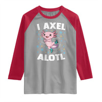 Funny Axolotl Ice Skating Raglan Shirt I Axel Alotl Winter Sport - Wonder Print Shop