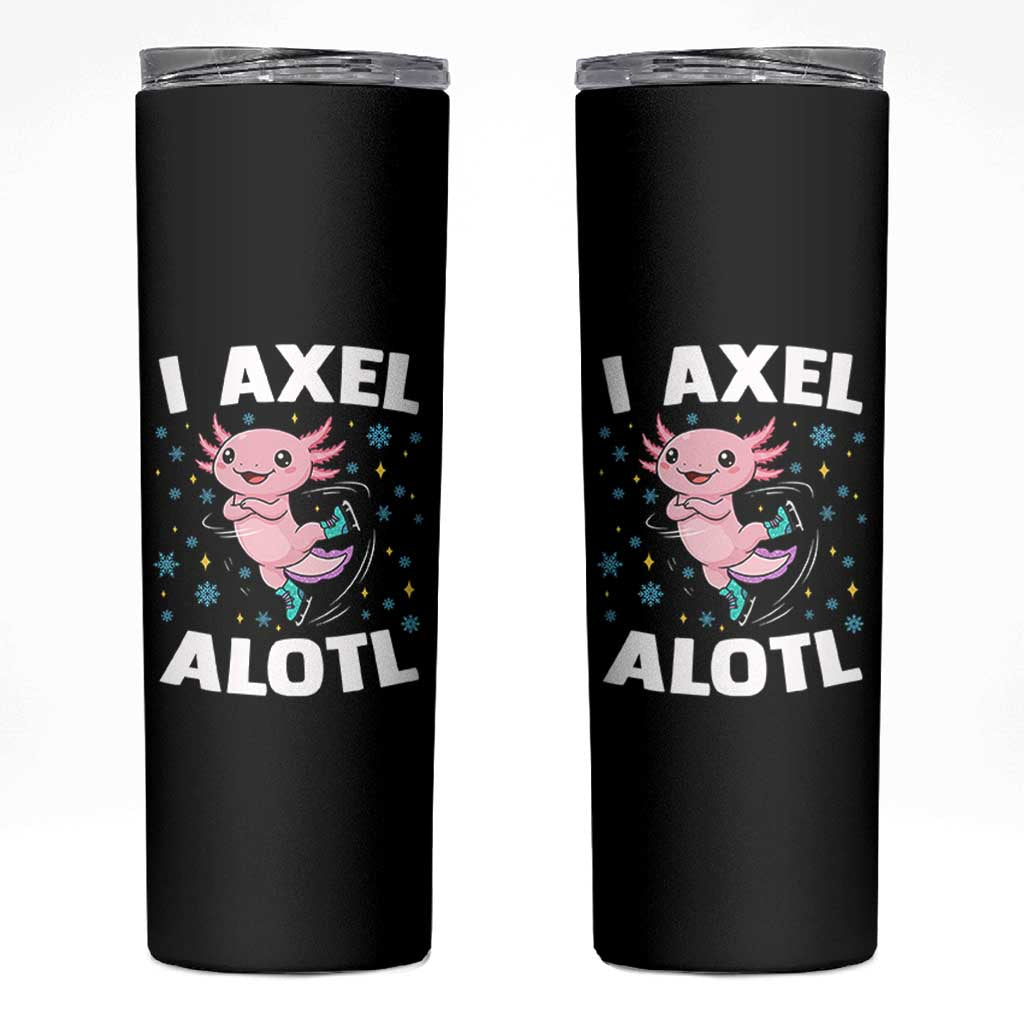 Funny Axolotl Ice Skating Skinny Tumbler I Axel Alotl Winter Sport - Wonder Print Shop