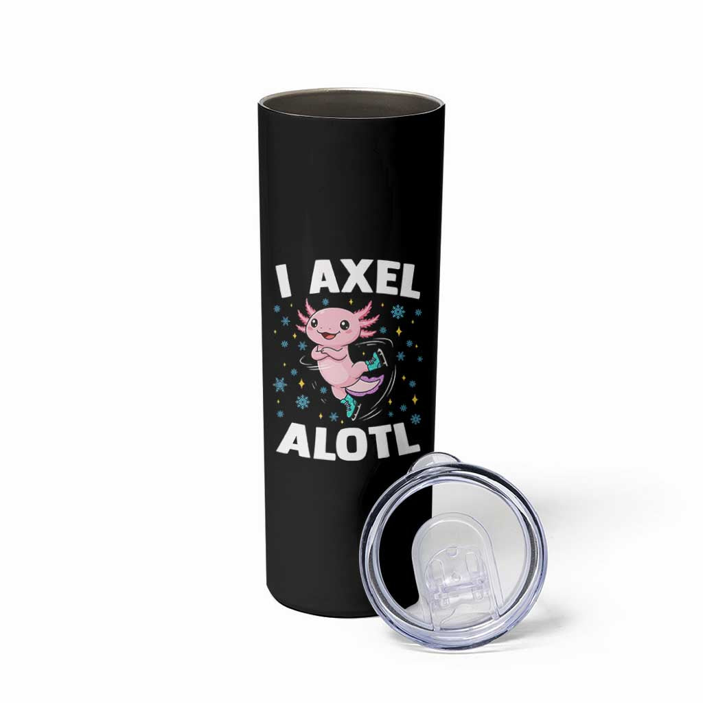 Funny Axolotl Ice Skating Skinny Tumbler I Axel Alotl Winter Sport - Wonder Print Shop